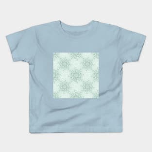 Blue-Green Floral Mandala Pattern Kids T-Shirt